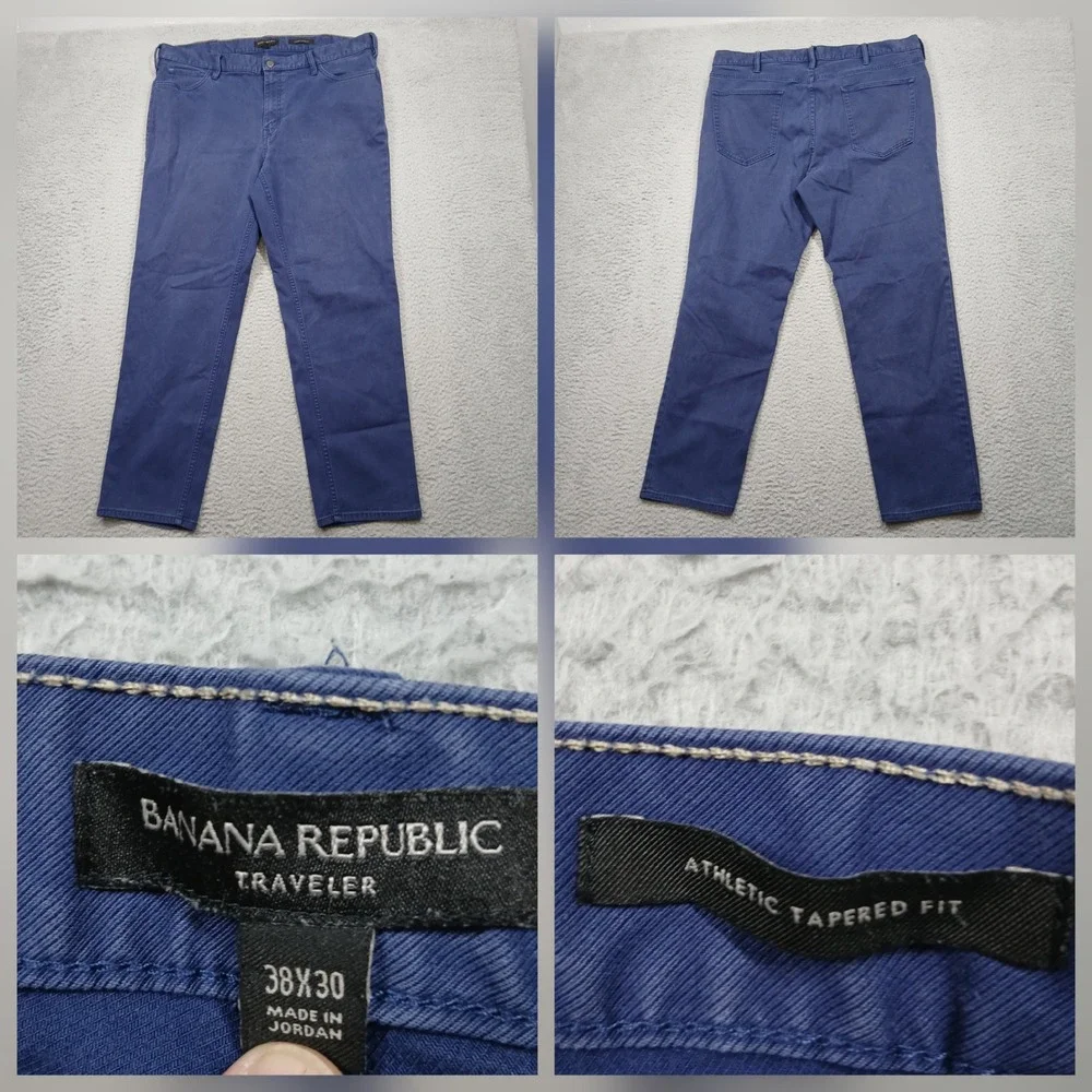Banana Republic Traveler Chino Men's 38x30 Blue Athletic Tapered Fit